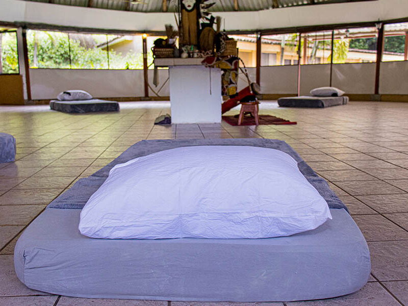 Bwiti Temple at SoulCentro with ceremony beds
